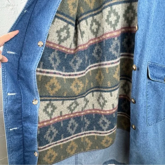 Vintage L.L. Bean Denim Barn Coat with Blanket Lining - Picture 5 of 14